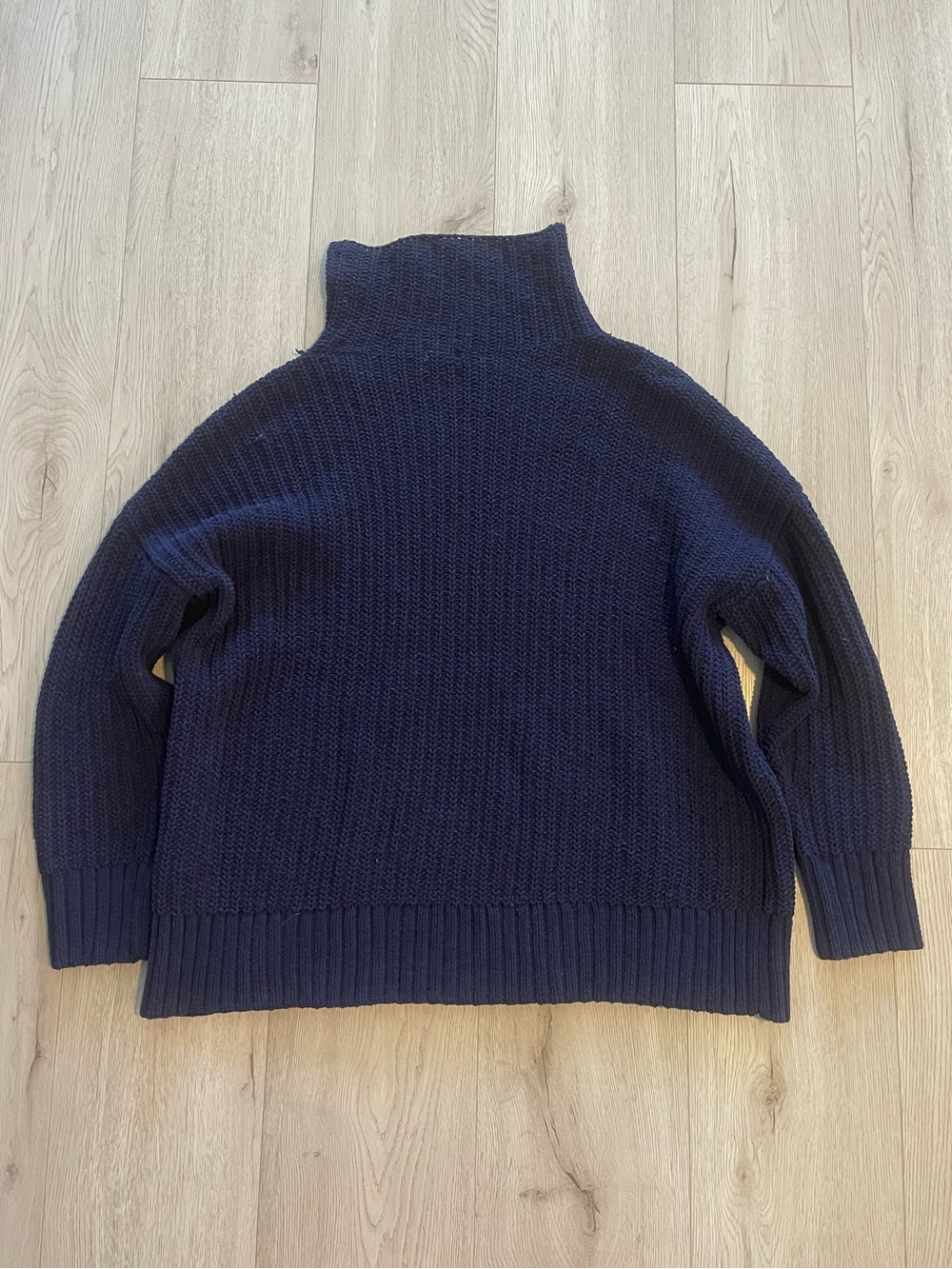AE Aerie Oversized Knit Turtleneck Sweater - Navy Blue